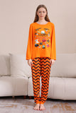 Pijama familiar de Halloween a rayas naranjas