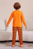 Pijama familiar de Halloween a rayas naranjas