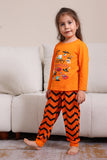 Pijama familiar de Halloween a rayas naranjas