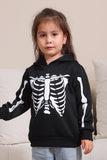 Sudaderas familiares de Halloween con capucha Black Skeleton