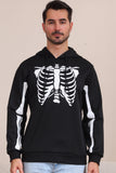 Sudaderas familiares de Halloween con capucha Black Skeleton