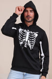 Sudaderas familiares de Halloween con capucha Black Skeleton