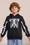 Sudaderas familiares de Halloween con capucha Black Skeleton