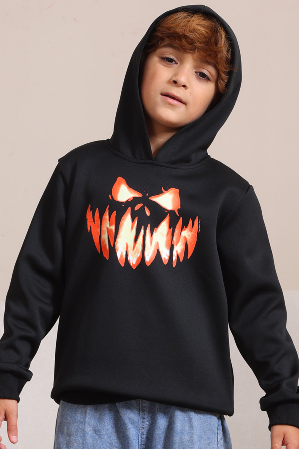 Sudaderas familiares de Halloween con capucha Black Devil Pumpkin Print
