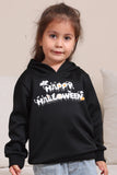 Sudaderas familiares con capucha con estampado de texto de Halloween negro