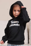Sudaderas familiares con capucha con estampado de texto de Halloween negro
