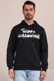 Sudaderas familiares con capucha con estampado de texto de Halloween negro