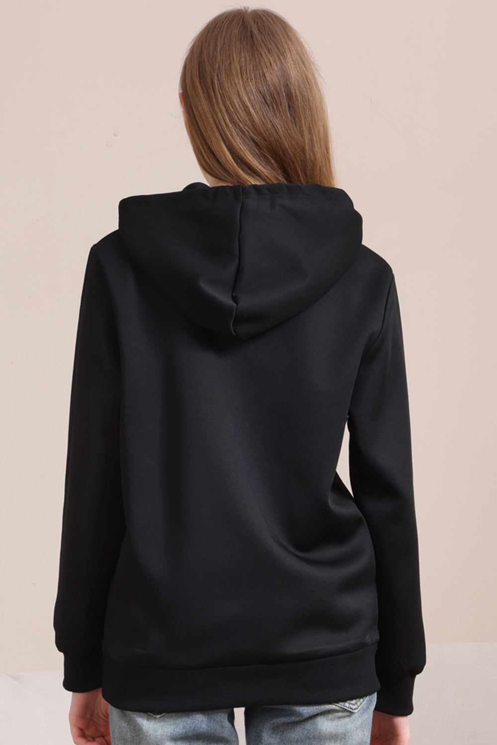Sudaderas familiares con capucha con estampado de texto de Halloween negro