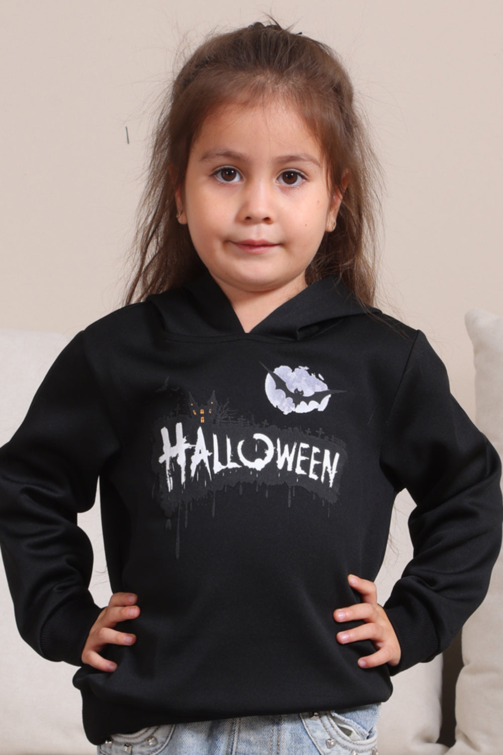 Sudadera con capucha de disfraz familiar de Halloween negro
