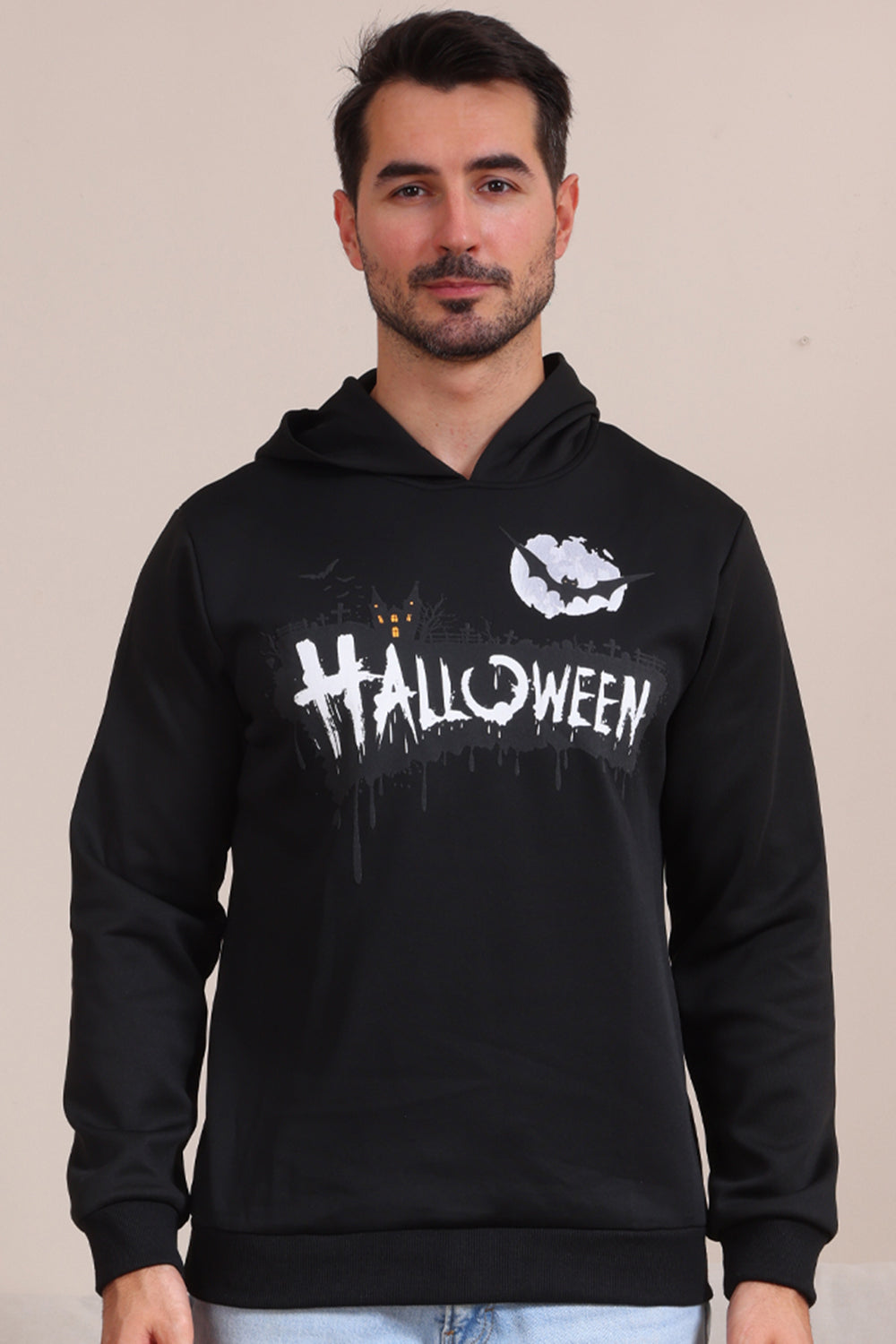 Sudadera con capucha de disfraz familiar de Halloween negro