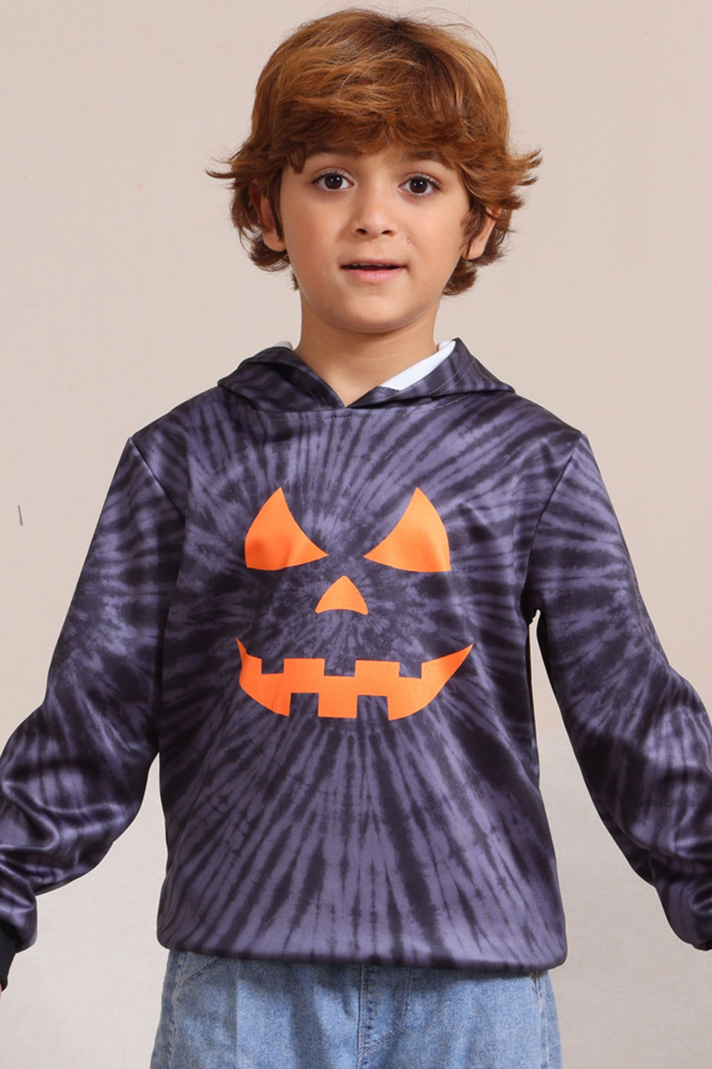 Disfraz familiar con capucha gris de Halloween Pumpkin Pattern
