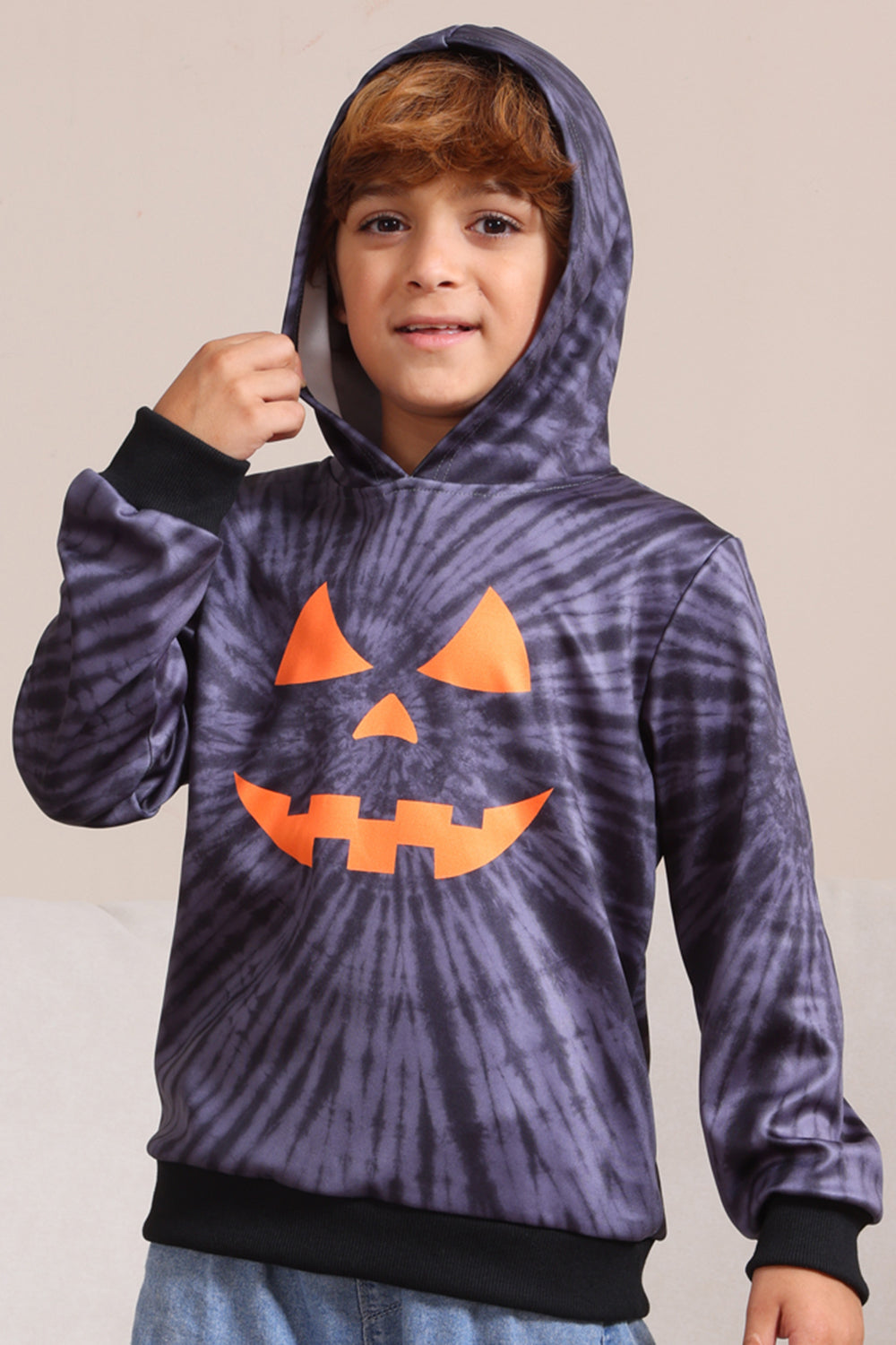 Disfraz familiar con capucha gris de Halloween Pumpkin Pattern