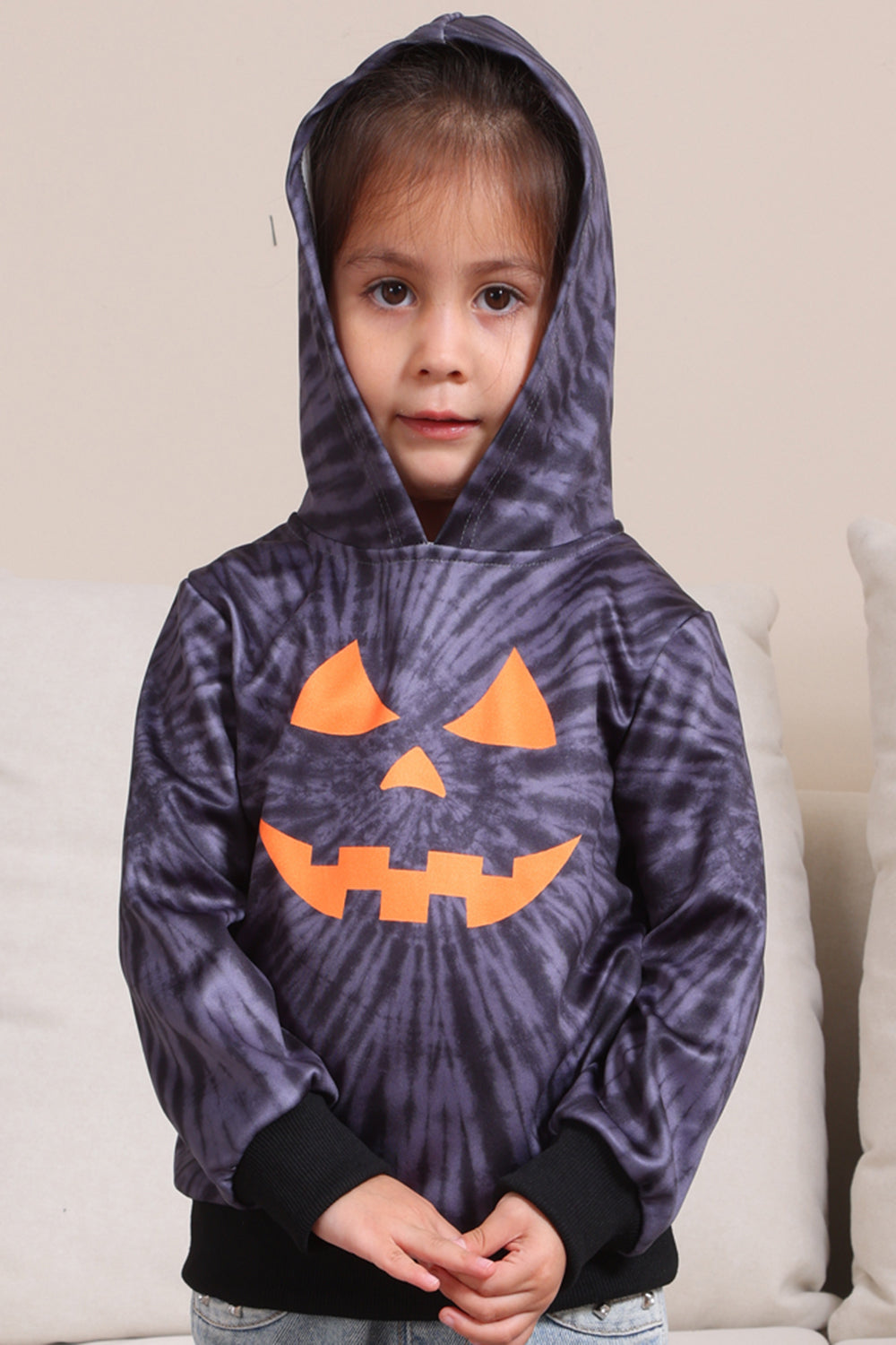 Disfraz familiar con capucha gris de Halloween Pumpkin Pattern