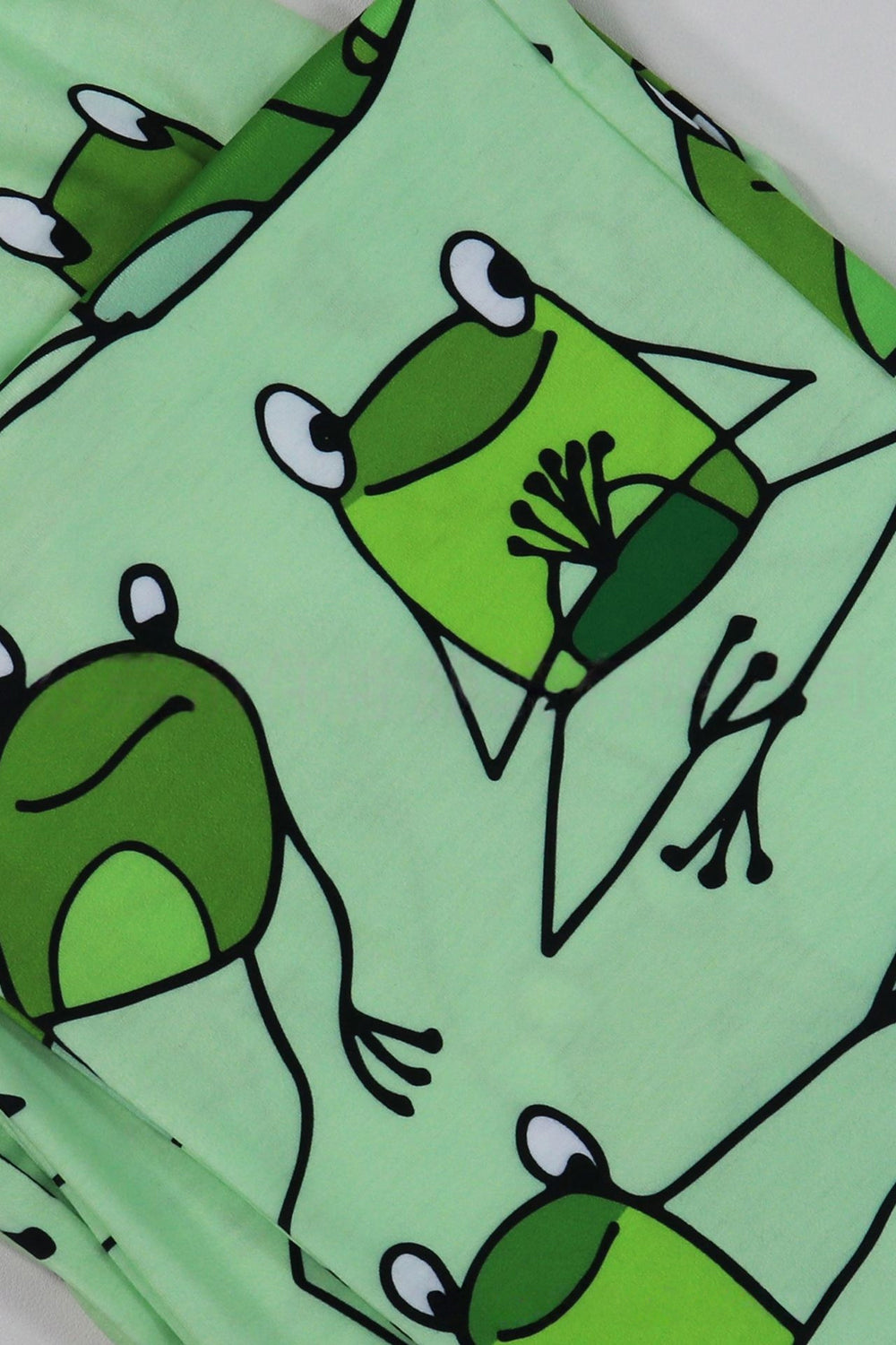 Pijamas familiares de manga corta con estampado de rana verde a juego