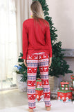 Pijamas de Navidad familiares con estampado rojo de invierno