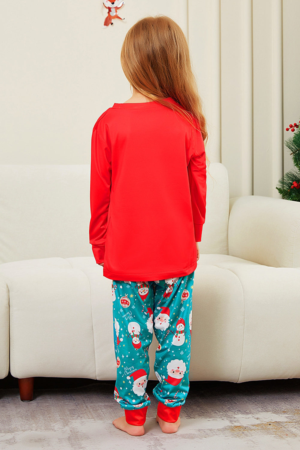 Pijamas a juego para la familia con estampado de Santa Claus de Merry Christmas rojo