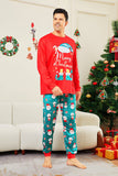 Pijamas a juego para la familia con estampado de Santa Claus de Merry Christmas rojo