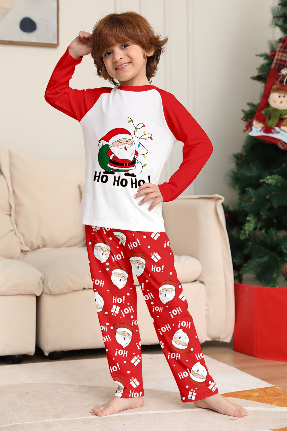 Pijamas de Navidad a juego con estampado de Santa Claus rojo