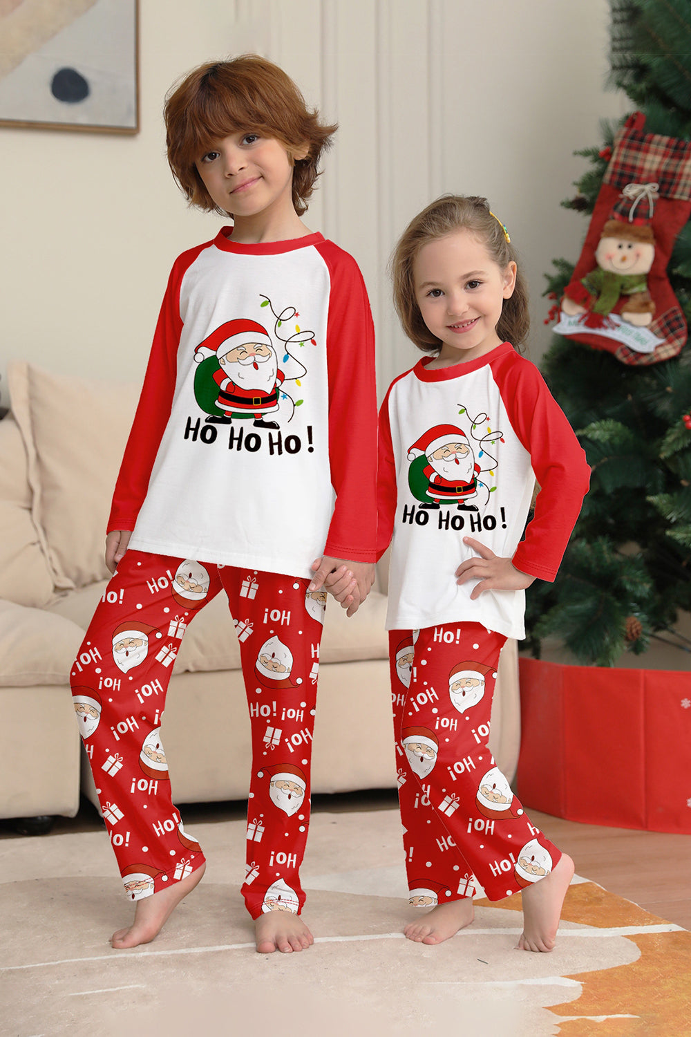 Pijamas de Navidad a juego con estampado de Santa Claus rojo