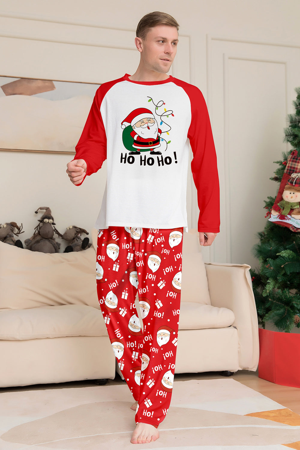 Pijamas de Navidad a juego con estampado de Santa Claus rojo
