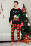 Conjunto de pijamas a juego para la familia a cuadros Merry Christmas con estampado rojo negro