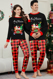 Conjunto de pijamas a juego para la familia a cuadros Merry Christmas con estampado rojo negro