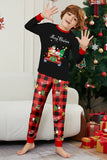 Conjunto de pijamas a juego para la familia a cuadros Merry Christmas con estampado rojo negro