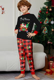 Conjunto de pijamas a juego para la familia a cuadros Merry Christmas con estampado rojo negro