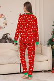 Conjunto de pijamas a juego para familias con estampado rojo acogedor de Navidad