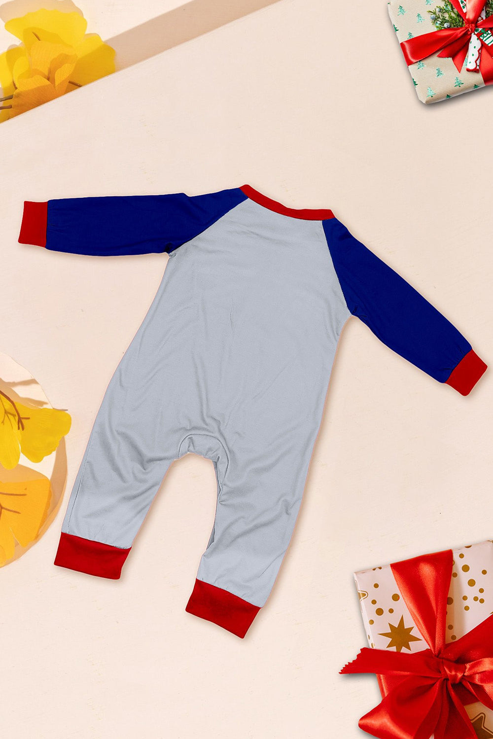 Pijamas de Navidad a juego con estampado de muñeco de nieve gris azul