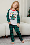 Conjunto de pijamas a juego con estampado de cuadros verdes Merry Christmas