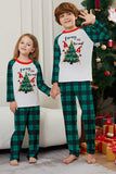 Conjunto de pijamas a juego con estampado de cuadros verdes Merry Christmas