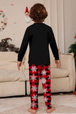 Conjunto de pijamas a juego con estampado de copos de nieve de reno rojo negro para Navidad