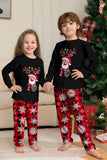 Conjunto de pijamas a juego con estampado de copos de nieve de reno rojo negro para Navidad