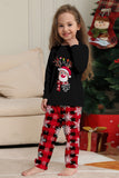 Conjunto de pijamas a juego con estampado de copos de nieve de reno rojo negro para Navidad