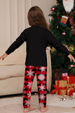Conjunto de pijamas a juego con estampado de copos de nieve de reno rojo negro para Navidad