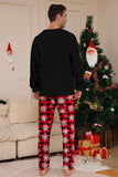 Conjunto de pijamas a juego con estampado de copos de nieve de reno rojo negro para Navidad