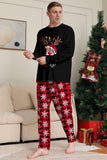 Conjunto de pijamas a juego con estampado de copos de nieve de reno rojo negro para Navidad
