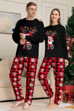 Conjunto de pijamas a juego con estampado de copos de nieve de reno rojo negro para Navidad