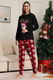 Conjunto de pijamas a juego con estampado de copos de nieve de reno rojo negro para Navidad