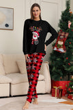 Conjunto de pijamas a juego con estampado de copos de nieve de reno rojo negro para Navidad