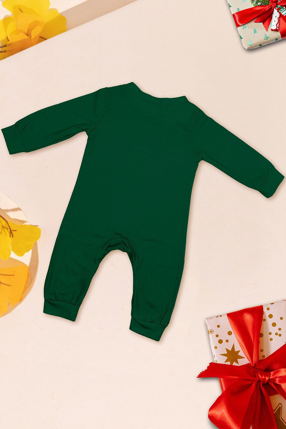 Pijamas de Navidad a juego de manga larga con estampado de árbol verde azul