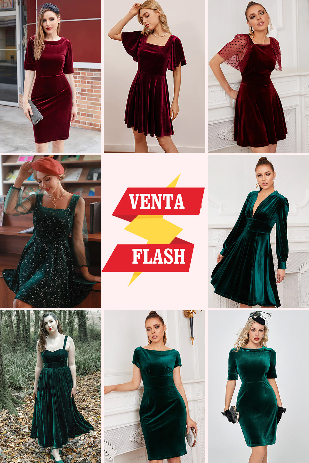 Venta Flash Vestido de Fiesta de Terciopelo (1 Pieza - Estilo y Color Aleatorios)