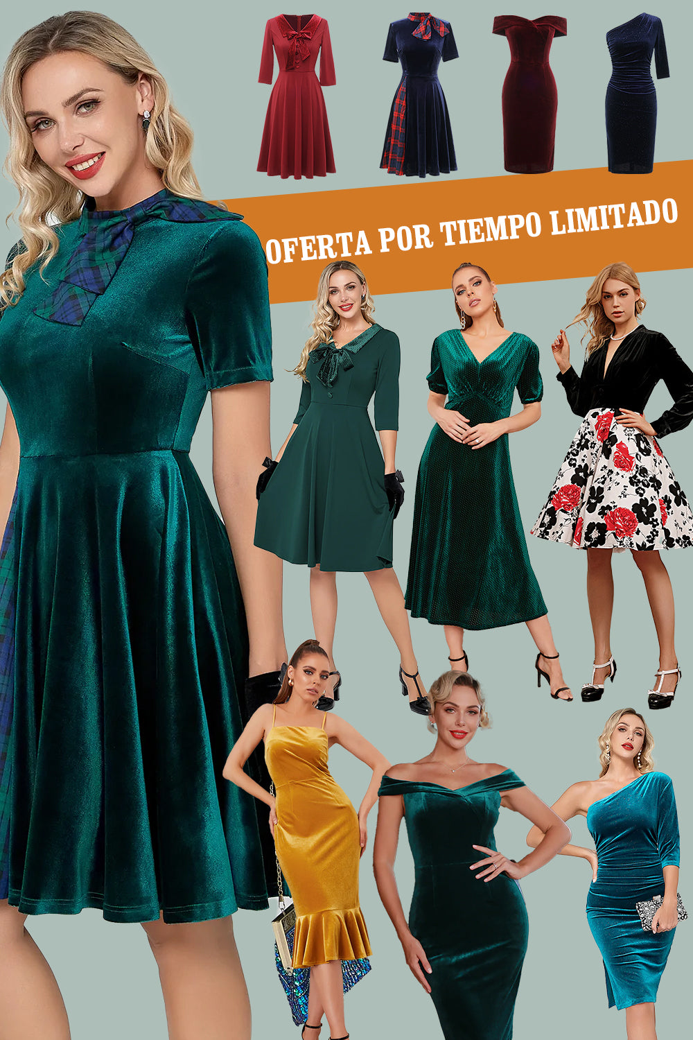 Oferta Por Tiempo Limitado Mini Vestido de Terciopelo (1 Pieza - Estilo y Color Aleatorios)