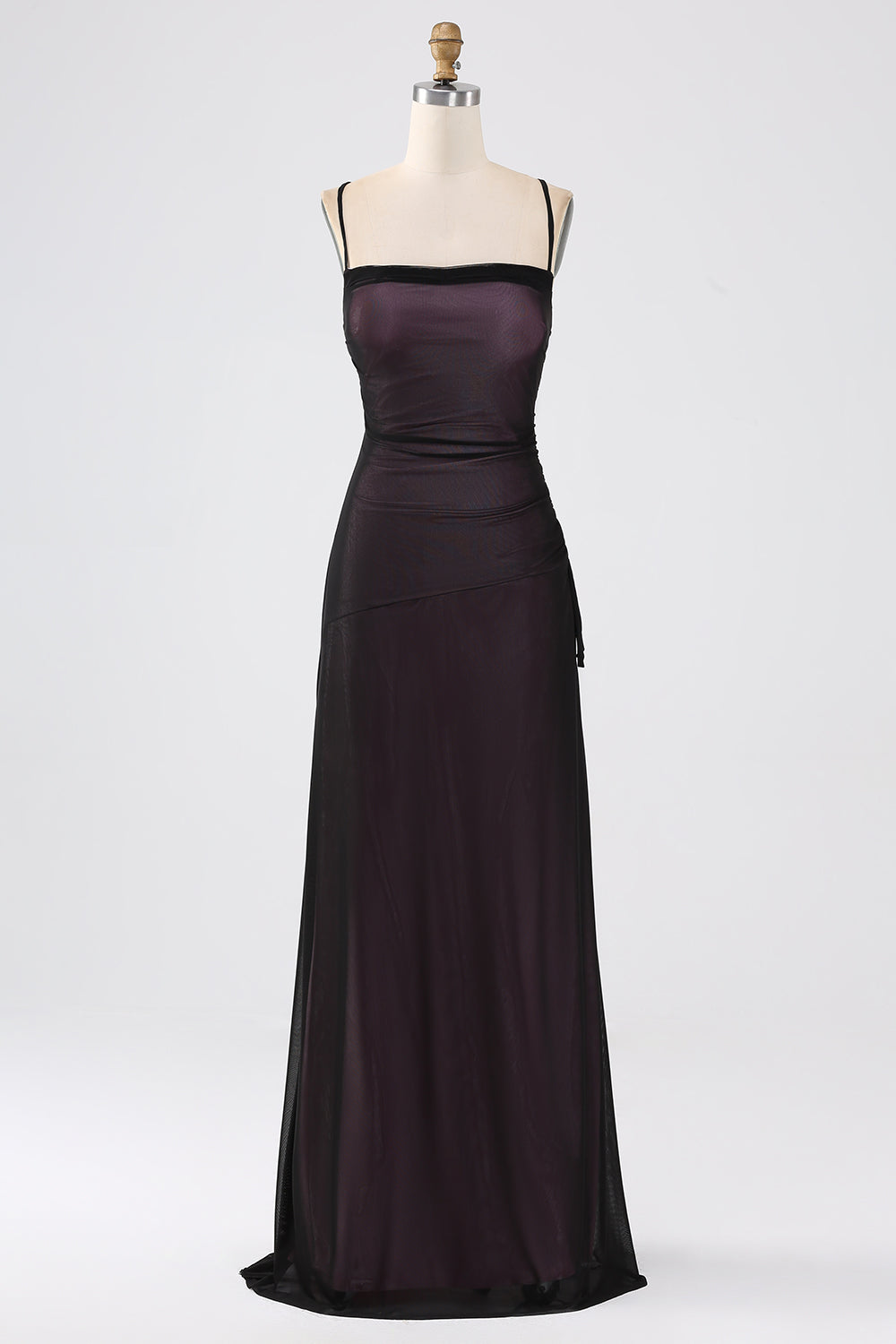 Vestido de dama de honor con tirantes finos con elástico