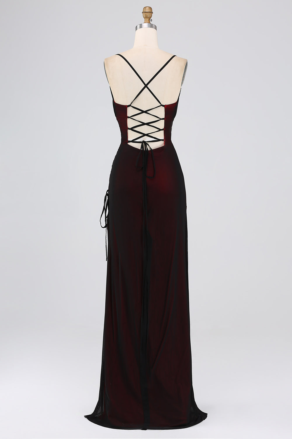 Vestido de dama de honor con tirantes finos con elástico
