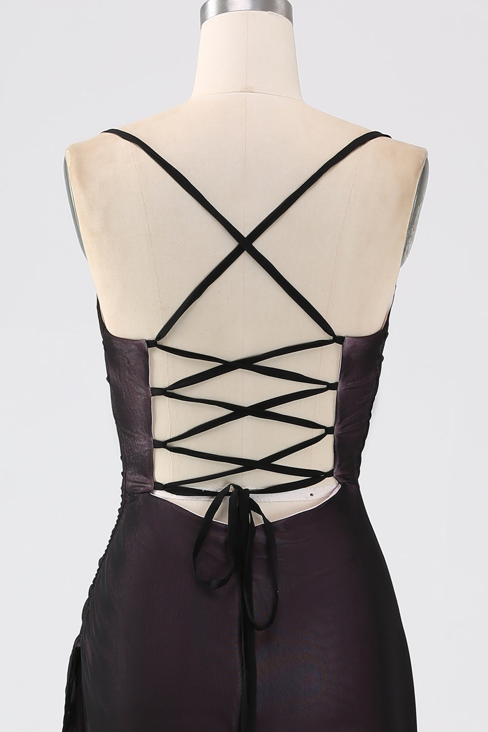 Vestido de dama de honor con tirantes finos con elástico