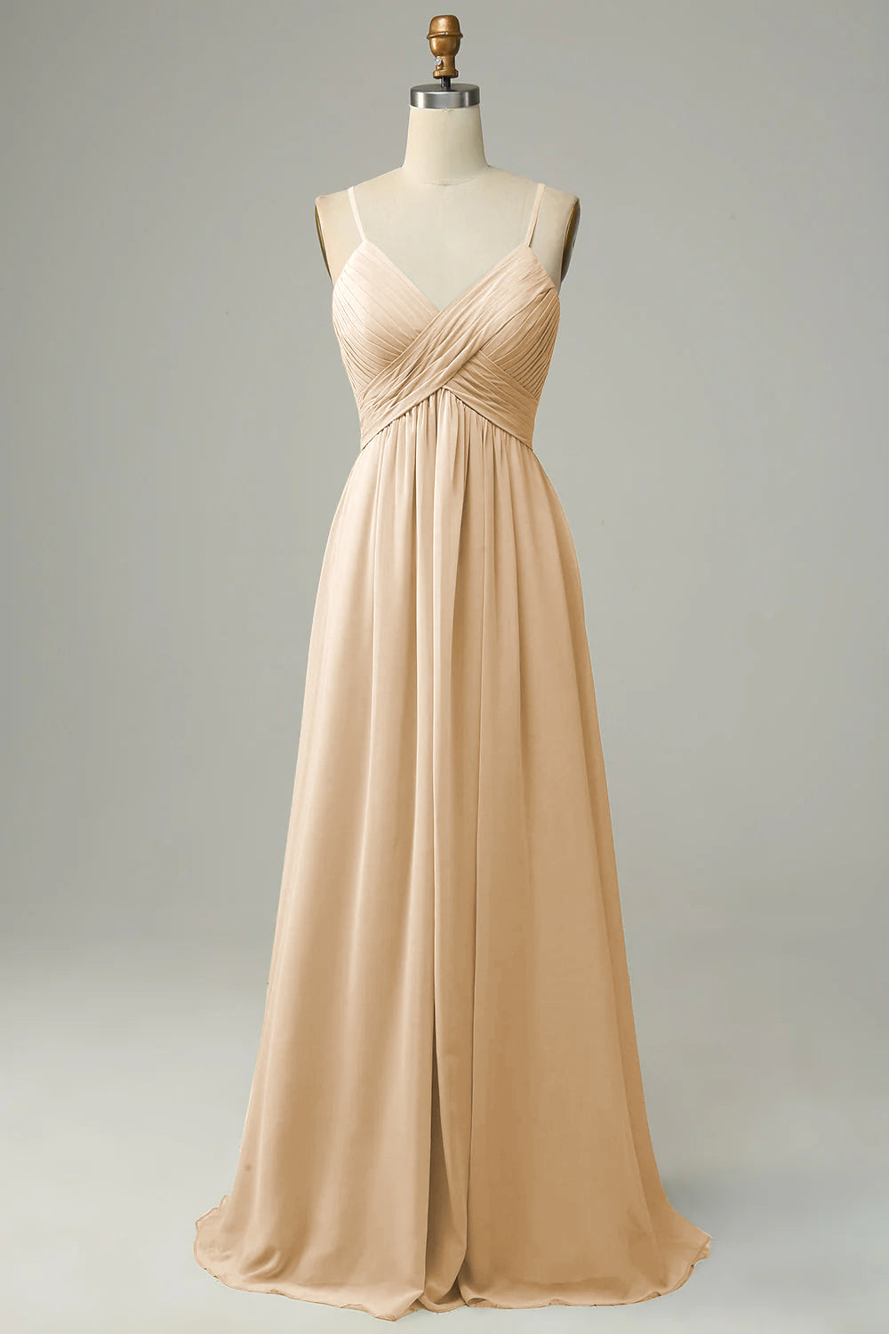 Tirantes de Espagueti Vestido de Dama de Honor Sin Mangas Rosa caramelo