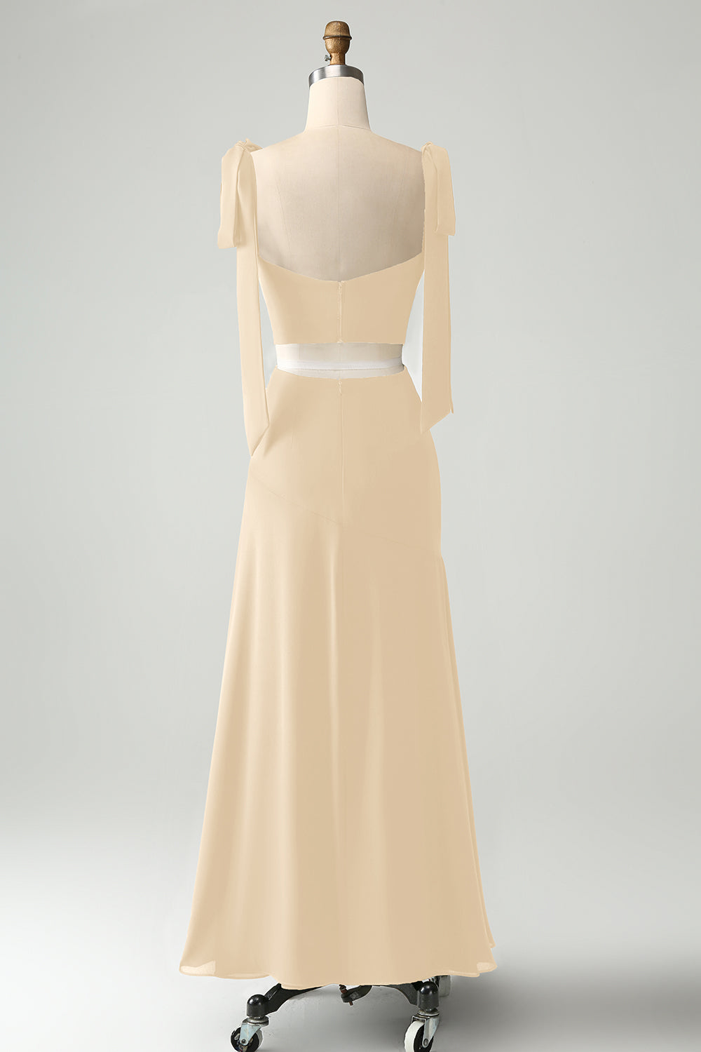 Olive A Line Spaghetti Straps Vestido de invitada de boda hasta el suelo con abertura