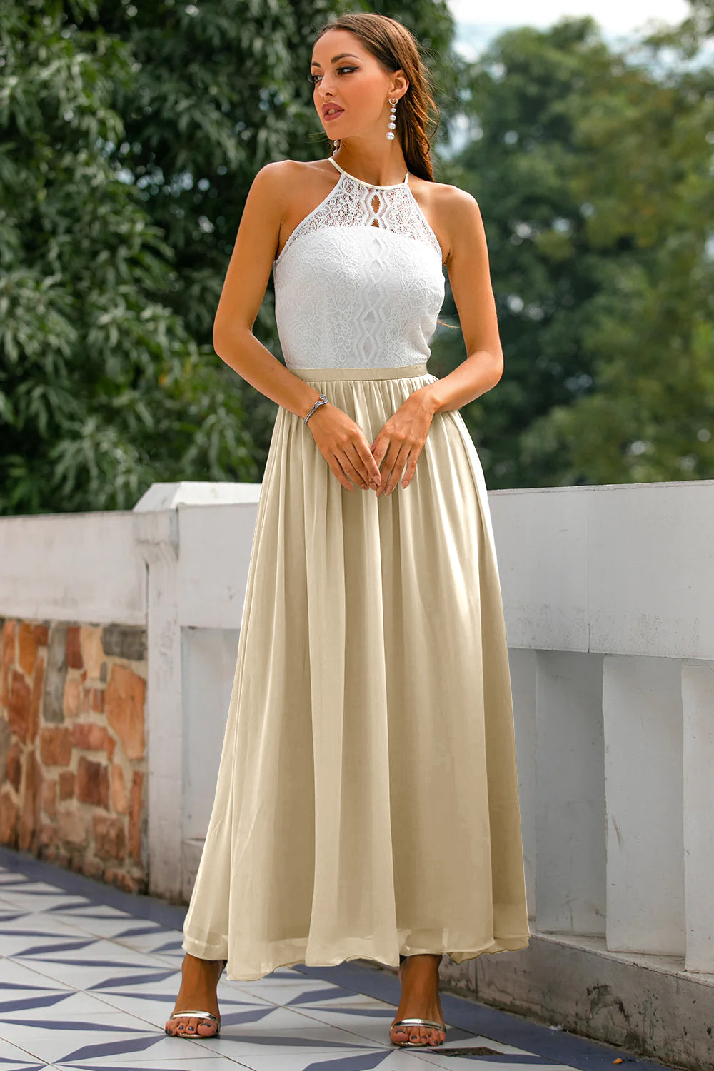 Vestido largo con espalda abierta negro